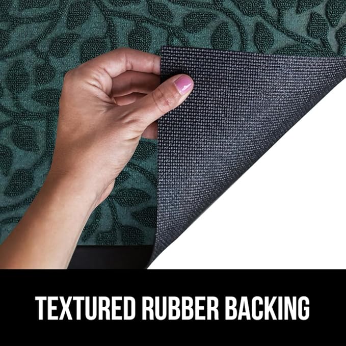 GORILLA GRIP 100% Waterproof All-Season WeatherMax Doormat, 47x35, US Designed Natural Rubber, Stain and Fade Resistant, Low Profile Indoor Outdoor Door Mats, Easy Clean Patio Mat, Moss Vine Leaves