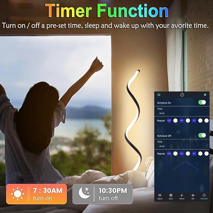 BESKEITE RGB Spiral Floor Lamps for Living Room, Smart LED Corner Floor Lamp for Bedroom with Remote APP Control, Modern Standing Lamp with Music Sync Color Changing Mood Lighting for Home Decor