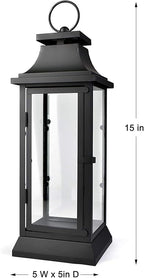 Serene Spaces Living Black Hurricane Lanterns with Clear Glass Panels, Perfect for Home Decor, Parties & Events, Table Top Or Hanging Lantern for Indoor & Outdoor, KIT - Small, Medium & Large