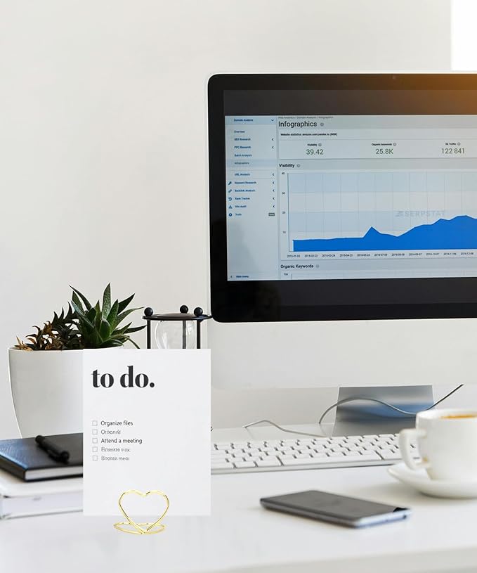 36 Pcs Heart Table Number Holders - Rust-Resistant Metal Place Card Stands for Weddings, Office & Home Decor (Gold)