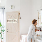 Bathroom Sign Wall Decor, Bathroom Wall Art with Plant Print, Rustic Farmhouse Wall Hanging Plaque Home Kitchen Decorative Bathroom, 4.7 x 13.7 inches