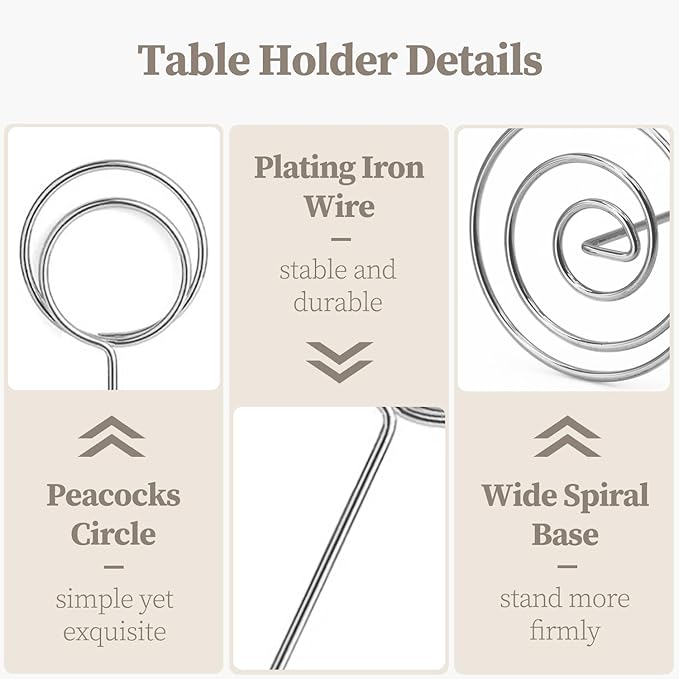 Table Number Holders 20Packs - 3.35 Inch Table Number Stands Place Card Holder for Wedding Party Graduation Reception Restaurant Home Photo Picture Office Memo (Silver, 3.35")