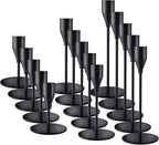 Black Taper Candle Holders for Wedding Table Centerpiece,Tall Taper Candlestick Holders Bulk Set of 15,Metal Candle Stick Holder Decor for Table or Mantel Centerpiece, Dinning, Party Home Decor