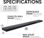 Homeforia Floating Black Shelf 42 inch, High End Solid Real Wood 42 inches Long Floating Shelves for Wall, Black Wooden 42inch Large Floating Shelves, Heavy Duty Bracket, 42 X 6.5 X 1.75 in, Set of 3