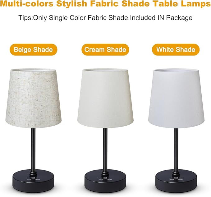 Cordless Table Lamp,5000mAh Rechargeable Battery Operated Desk Lamp,3Colors & 7 RGB Stepless Dimmable, Portable Small Touch Fabric Shade LED Night Light for Patio Restaurant Home(White)