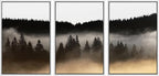SIGNWIN Framed Canvas Print Wall Art Woodland Nursery Decor Set Misty Dark Mountain Forest Silhouette Nature Wilderness Modern Art Rustic Landscape for Living Room, Bedroom, Office - 24"x36"x3 White