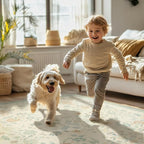 GENIMO 6x9 Area Rugs for Living Room, Machine Washable Non Slip Vintage Rugs, Low Pile Lightweight Chenille Print Rug for Bedroom, Dining Room, Home Office, Beige/Green