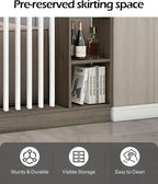 Wall Room Divider, Storage Cabinet Storage Display with Shelves, Modern Freestanding Wood Room Divider Screen, Wall Privacy Screens for Home Decorative (Grey Oak+White,39.5" L x 9.5" W x 79.5" H)