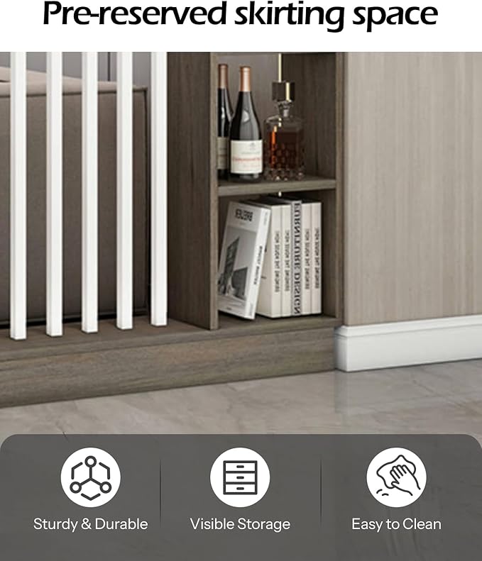 Wall Room Divider, Storage Cabinet Storage Display with Shelves, Modern Freestanding Wood Room Divider Screen, Wall Privacy Screens for Home Decorative (Grey Oak+White,39.5" L x 9.5" W x 79.5" H)