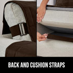 GORILLA GRIP Patented Waterproof Slip-Resistant 50” Loveseat Protector Cover, for Leather or Fabric Couch Cushion, Large Microsuede Furniture Covers Dogs Pets Machine Washable Slipcover, Brown