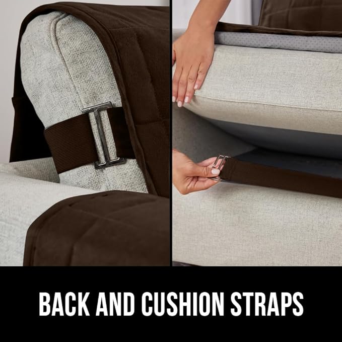 GORILLA GRIP Patented Waterproof Slip-Resistant Oversized 78” Sofa Protector Cover, for Leather or Fabric Couch Cushion, Large Microsuede Furniture Covers Dogs Pets Machine Washable Slipcover, Brown