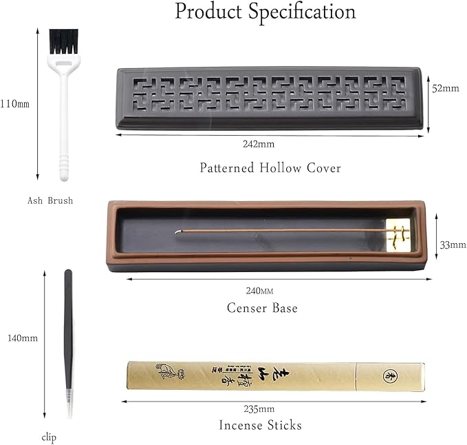 CEREMONY Incense Holder for Sticks，Ceramic Insence-Stick Holder Ash Catcher，Incense Holder Timkburner for Meditation Yoga Spa Room Decor