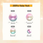 300Pcs Pearl Vase Filler, Lightpinkblue Mix No Hole Faux Pearl Beads for Centerpieces Vases, Candle Centerpieces, Wedding Birthday Party Home Decor 8/10/14/20mm