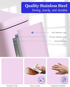 8 Gallon Step On Trash Can with Soft-Close Lid, Stainless Steel Garbage Can Fingerprint Resistant with Removal Inner Bucket, Modern Pink Trash Can for Home, Kitchen, Laundry Room, Office, Bathroom