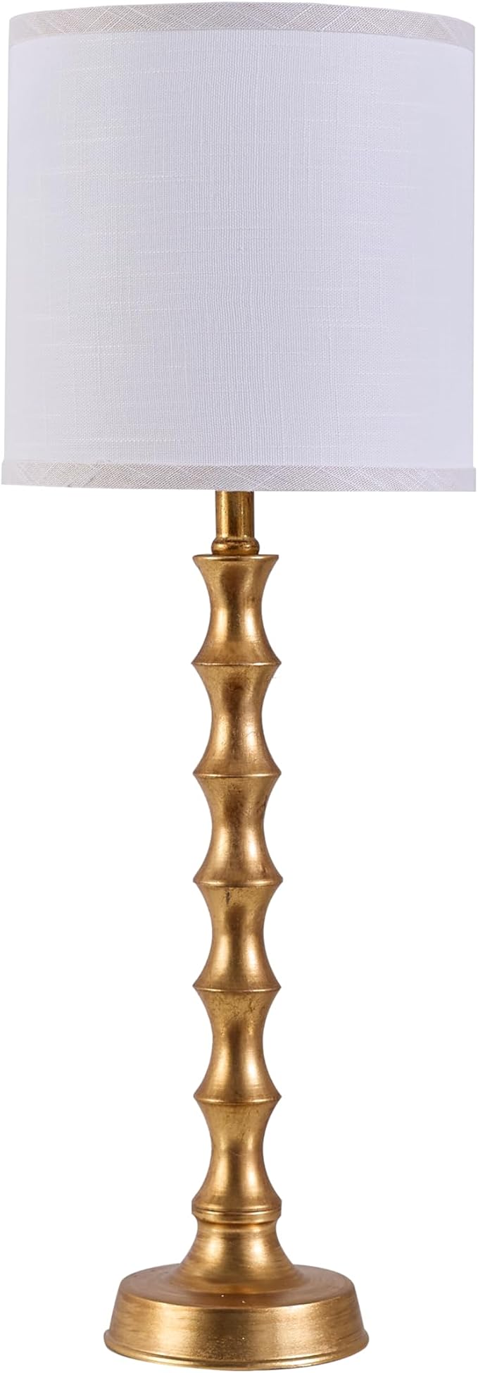 Gold Table Lamp Set of 2 Metal Bamboo Shape Base 29" Rustic Buffet Lamp with Linen White Shade Tall Nightstand Lamps Bedside Nightlights for Living Room Bedroom Guest Room