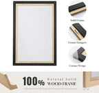 Framed Black Abstract Wall Art, Modern Canvas Prints Paintings Artwork for Walls, Square Minimalist All Black Pictures for Living Room, Hallway, Fireplace, Bedroom, Office, Bathroom Wall Decor