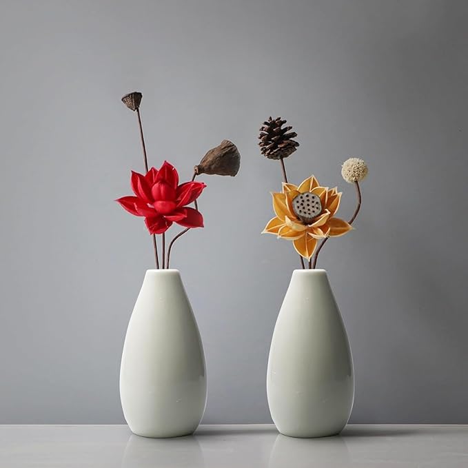 Modern White Small Ceramic Vase Set of 16 for Living Room Bedroom 4.13'' Minimalist Fresh Flower Vases for Home Decor Office Fireplace Centerpieces Nordic Style Gift for Fake Plant 16 Pack