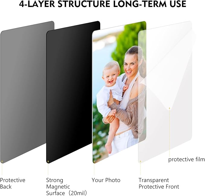 Magicfly Magnetic Photo Frame, Pack of 30, Fits 4 X 6 Inch Photos, Magnetic Picture Frame with Clear Photo Pocket for Refrigerator, Fridge, Office Cabinet, Black