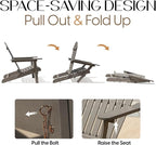 Idzo Outdoor Adirondack Chair Set of 2, Pre-Assembled Backrest, Patio Furniture Set, Outdoor Furniture for Garden, Porch, Deck, Firepit