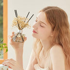 COCODOR Flower Reed Diffuser Set / 6.7oz / Lemon Eucalyptus/Scent Diffuser with Sticks Home Fragrance Reed Diffuser for Bathroom Shelf Decor