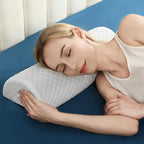 Forias Knee Pillow for Back Sleeping, Memory Foam Leg Pillow for Side Sleeping Bolster Pillow for Legs Elevation Half Moon Leg Elevation Pillow for Knee Lumbar Support, Ankle Rest and Foot Comfort