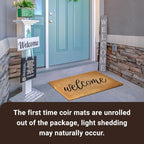 KANKUN Coco Coir Door Mat with Heavy Duty Backing, Welcome Doormat (17" x 30"), Doormat Entrance (Welcome3)