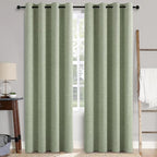 MIULEE Linen Texture 90 Inches Curtains for Bedroom 100% Blackout Thermal Insulated Sage Green Curtains Grommet Room Darkening Curtains/Draperies for Living Room Nursery 52x90 Inch (2 Panels)
