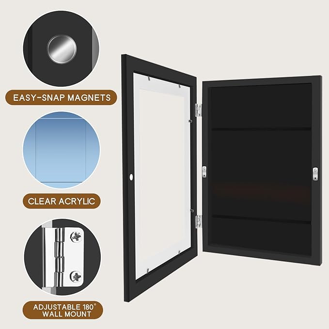 1 Pack Kids Artwork Frames 10x12.5 Inch Changeable Kids Art Frame with Front Opening for Art Display, Horizontally Vertically Wall Mount for Kids Drawing & School Projects (Black)