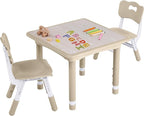 Toddler Table and Chair Set, Height Adjustable-Upgrade Kids Table and 2 Chairs for Ages 3-8, Multi-Activity Toddler Play Table with Graffiti Desktop for Home/Daycare/Classroom