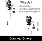 Fairy Garden Accessories Lawn Ornaments 1 Pair - Solar Lights Halloween Decorations Outdoor Garden Statue, Metal Stakes Decorative Figurines for Yard Decor, Patio (Type A Color-Shifting Lighting)