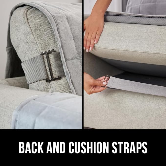 GORILLA GRIP Patented Waterproof Slip-Resistant 70” Sofa Protector Cover, for Leather or Fabric Couch Cushion, Large Microsuede Furniture Covers Dogs Pets Machine Washable Slipcover, Slate