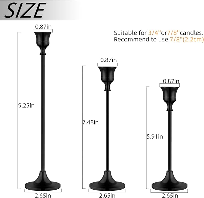 Candlestick Holders,Taper Candle Holder for Candlesticks Black Candelabra Candle Holder Vintage Candle Stick Candle Holders for Fireplace Party Dining Home