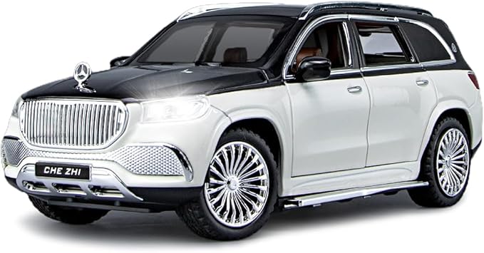 EROCK 1:24 Benz Toy car, Benz Maybach GLS600 Alloy car Model Toys, with Sound and Light Function, Suitable for Adults and Children as Gifts, Collectibles, Decorations. (White Black-GLS600)