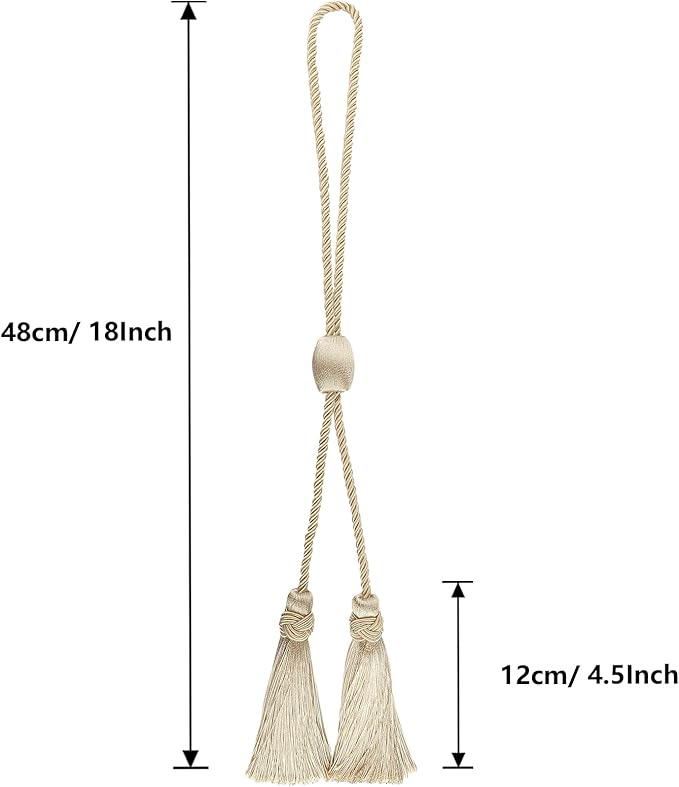 Curtain Tiebacks with Tassel,Modern Rope Window Curtain Ties Backs for Draperies, Outdoor Elegant Decorative Curtain Holdbacks