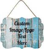 Personalized Wooden Welcome Sign - Front Door Decor, Home Sign, Customized Image/Text, Farmhouse Decorations, 11.2 * 8 Inch