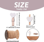 Pandahall 100pcs White Heart Clothespins Wooden Photo Paper Peg Pin Craft Clips with 10.9 Yards Natural Jute Twine for Paper Photo Display Hanging Home Party Wedding Decoration