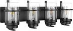 Bathroom Vanity Light Fixtures,4 Lights Matte Black Vanity Lights, Industrial Black Wall Sconces 4 Lights,Farmhouse Bathroom Lights(Bulbs not Included)
