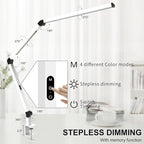 LED Desk Lamp with Clamp, Dual Light Table Lamp with Adjustable Swing Arm, Eye-Care 4 CCT Modes & 5 Brightness Levels Clip-on Architect Modern Desk Light for Home Office Crafting Sewing