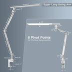 VERSKI LED Desk Lamp, Dual Light Source 18W Brightest, Eye-Caring Optical Lens, Task Lamp with 5 Color Modes & Brightness, Aluminum Alloy Clip or Clamp