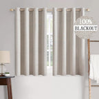 MIULEE 100% Blackout Linen Textured Curtains for Bedroom Solid Thermal Insulated Ivory Grommet Room Darkening Curtains & Drapes Luxury Decor for Living Room Nursery 52 x 63 Inch (2 Panels)