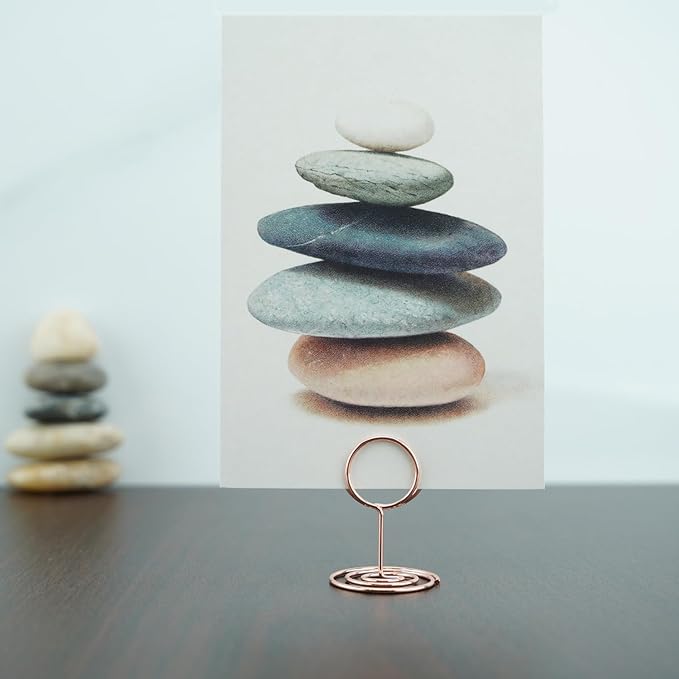 20Pcs Table Number Holders, Place Card Holder, Mini Table Card Holders, Cute Picture Holder Photo Holders for Wedding Reception Party, Table Centerpieces (Rose Gold)