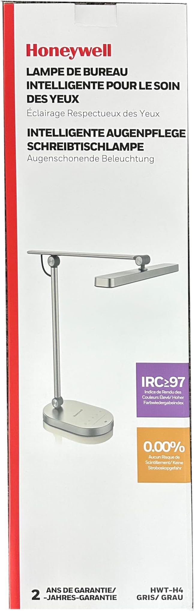 Honeywell Desk Lamp for Home Office, H4 Sunturalux™ Eye-Caring LED Desk Light, 700LM Dimmable Desk Lamp with Timer, Adjustable Desk Reading Light, Touch Auto Dimming Table Lamp for Study, Bedroom