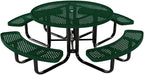 Coated Outdoor Furniture Heavy-Duty Portable Outdoor Kids Table with Umbrella Hole, Punched Steel Kids Picnic Table, Commercial-Grade, Made in America (46 In, Round, Childrens, Green)