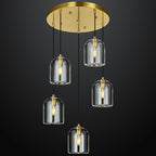 Modern Gold Pendant Lights Kitchen Island Ceiling Chandelier Indoor Crystal Hanging Light Fixtures for Dining Room Kitchen Living Room Bedroom（5Light）
