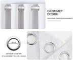 MIULEE White Blackout Curtains Linen Textured for Bedroom Nursery Thermal Insulated Room Darkening Grommet Curtains/Drapes for Living Room Decoration 52x84 Inch Grayish White 2 Panels