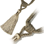 Fenghuangwu Curtain Tiebacks Tassel Tie-Backs, Rope Curtain tie Backs Handmade Curtain Holdbacks Made from Polyester (flaxen, 4p)