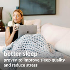 Nuzzie Chunky Knit Weighted Blanket - Breathable, Cooling, Hand Made Knit Throw Blanket for Sleep for Relaxation - Machine Washable, Stylish Design(Light Grey, Throw | 12lbs | 44"x60")