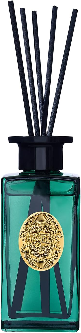 M&SENSE 6.3 oz Large Reed Diffuser Set | Evergreen Pine Scent Oil Diffuser with Sticks | Hotel Collection Non-Toxic Essential Oil |for Bedroom Bathroom Living Room