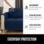 GORILLA GRIP Patented Waterproof Slip-Resistant 70” Sofa Protector Cover, for Leather or Fabric Couch Cushion, Large Microsuede Furniture Covers Dogs Pets Machine Washable Slipcover, Navy