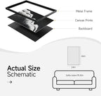 Framed Black and White Abstract Beach Canvas Wall Art, Modern Minimalist Art Prints Paintings Artwork for Walls, Ocean Wave Pictures for Living Room Dining Room Bedroom Bathroom Wall Decor 24x36 In